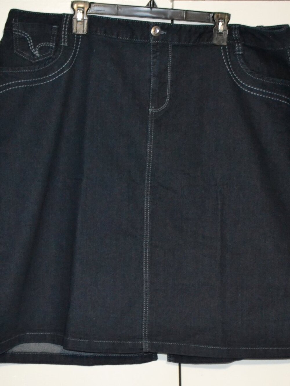 Avenue Denim Dark Wash Stretch Denim Skirt Size 24 Plus Size
